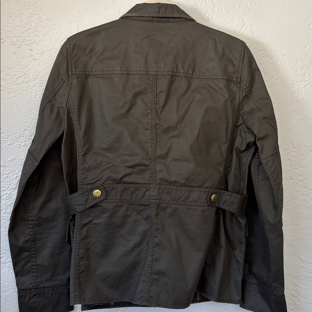 J. Crew Women's 100% cotton dark khaki Button zip front Utility Jacket M - Picture 6 of 11